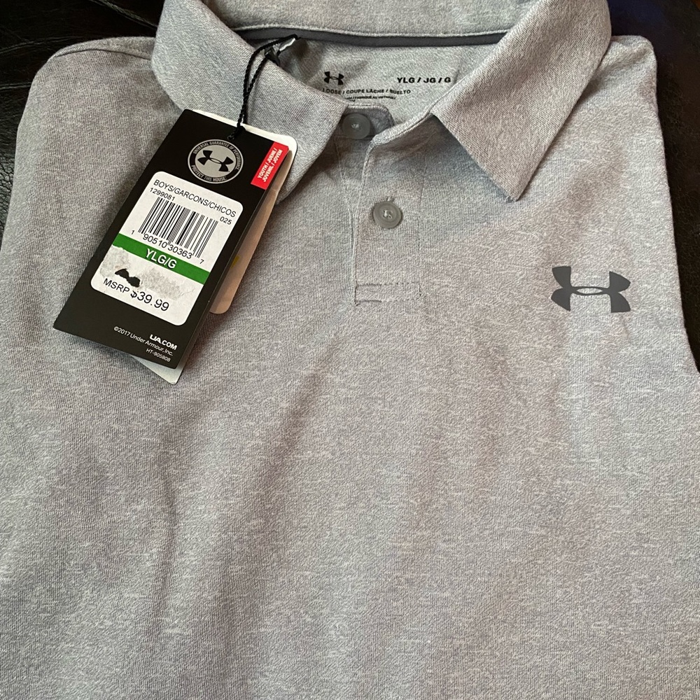 Under Armour Youth Long sleeve polo NWT Gray
